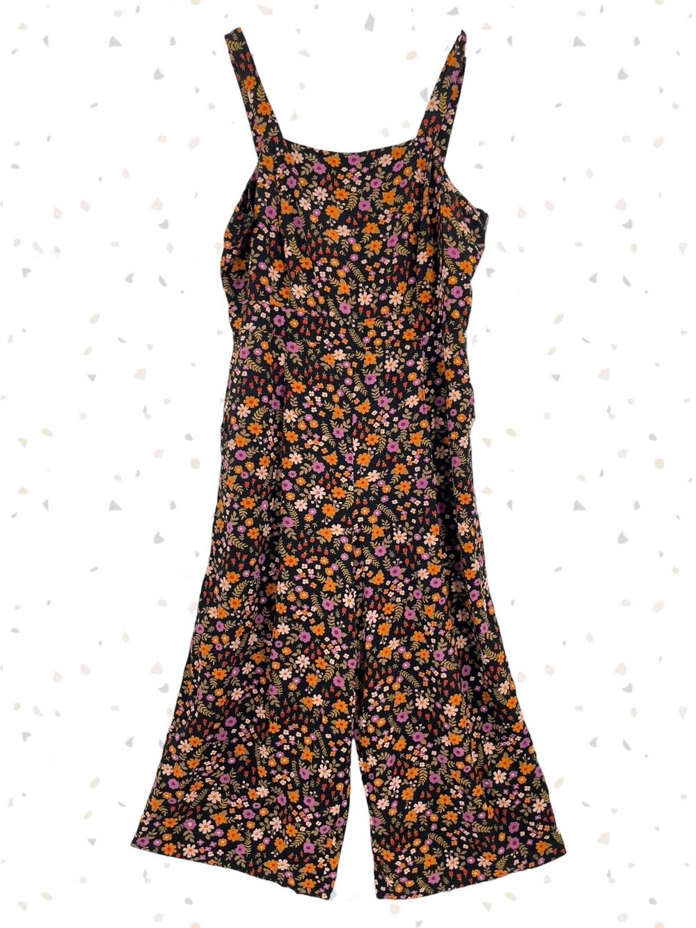 Princess Highway Overalls Black Earthy Retro Floral Tie Back Jumpsuit Size US 12